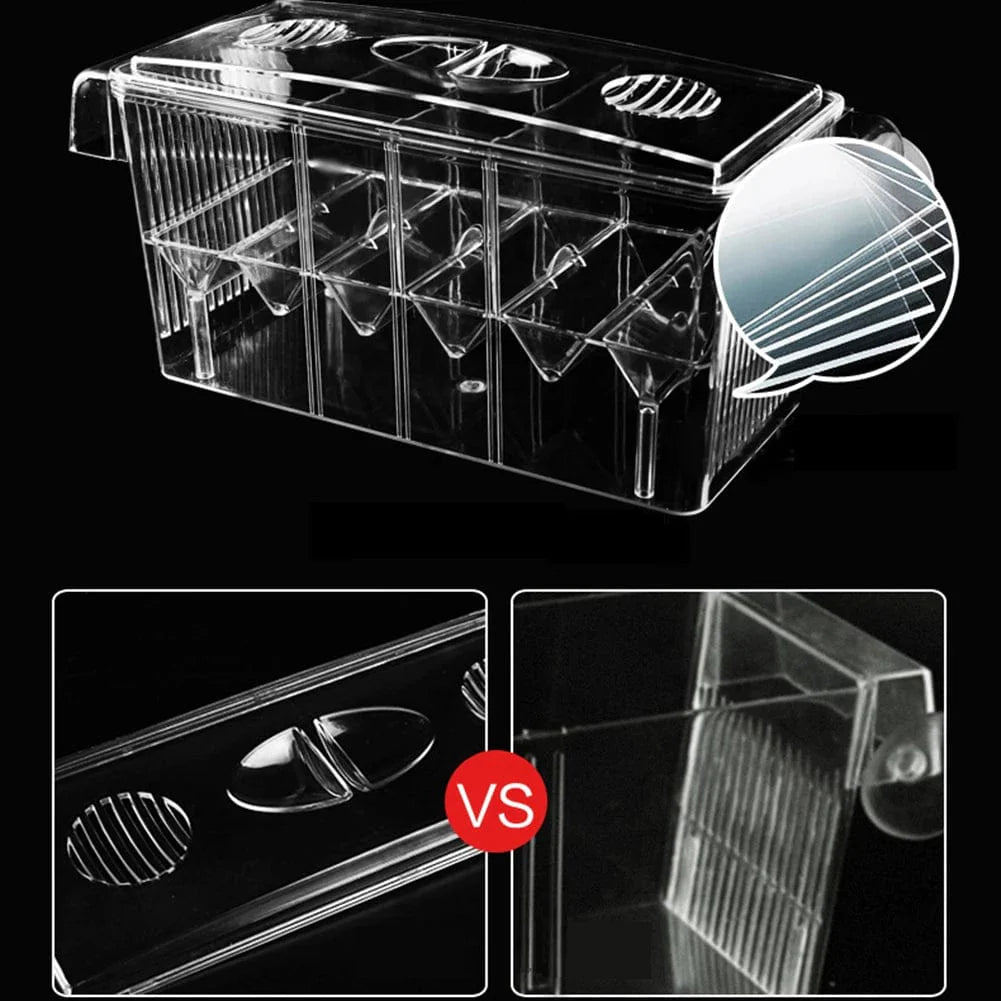Aquarium Zucht Inkubator Isolationsbox Doppelter Layer 4 Räume Transparentes Acryl Selbstschwimmende Fischbrutkasten Fischtank | Karnz