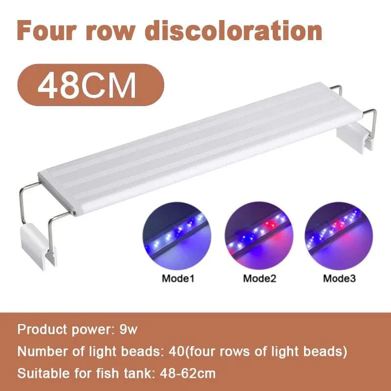 Aquarium LED-Licht Super Slim Fisch Tank Licht Pflanzenwachstumsbeleuchtung 28-58 cm Aufhellend Erweiterbar Clip 220V Für Fisch Tank | Karnz