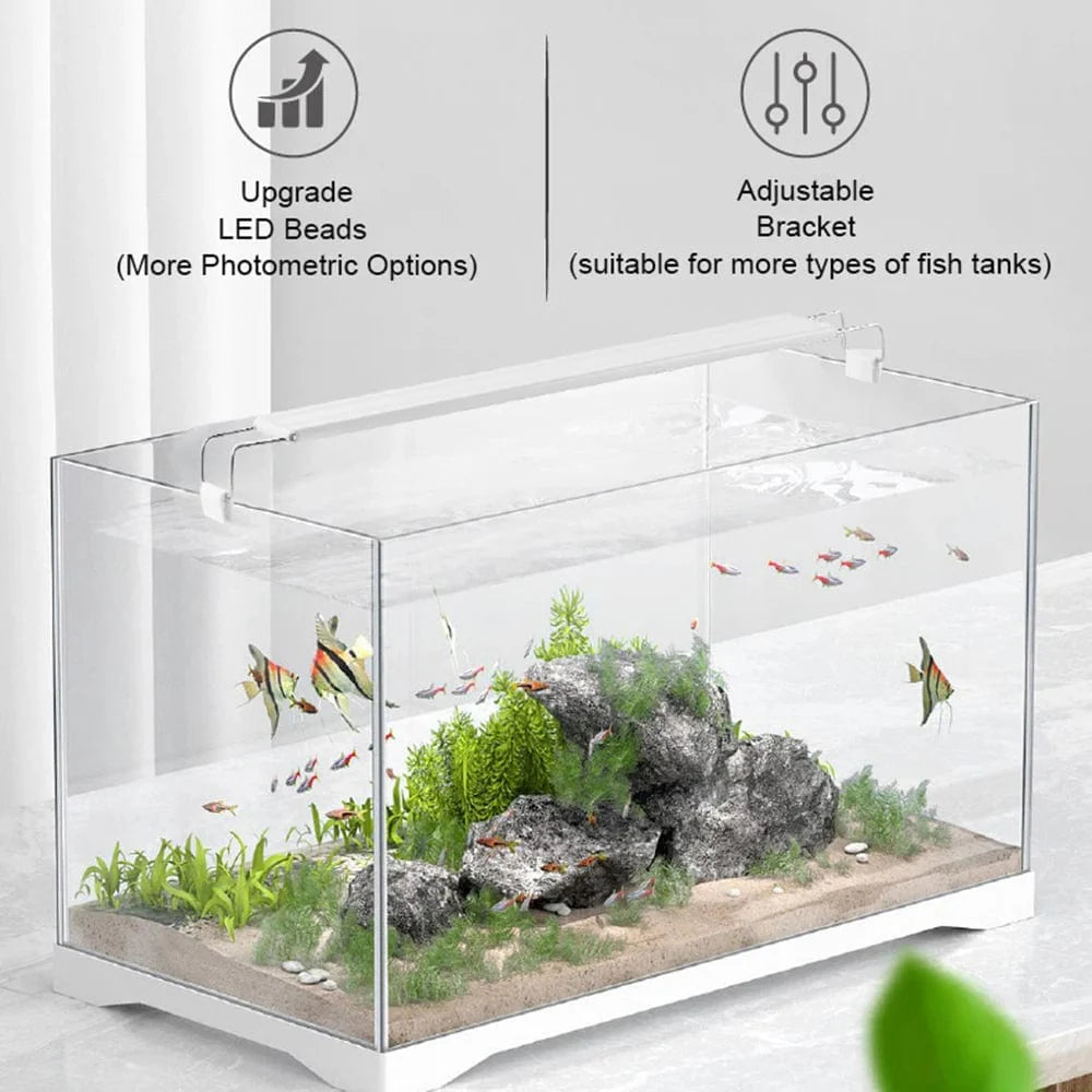 Aquarium LED-Licht Super Slim Fisch Tank Licht Pflanzenwachstumsbeleuchtung 28-58 cm Aufhellend Erweiterbar Clip 220V Für Fisch Tank | Karnz