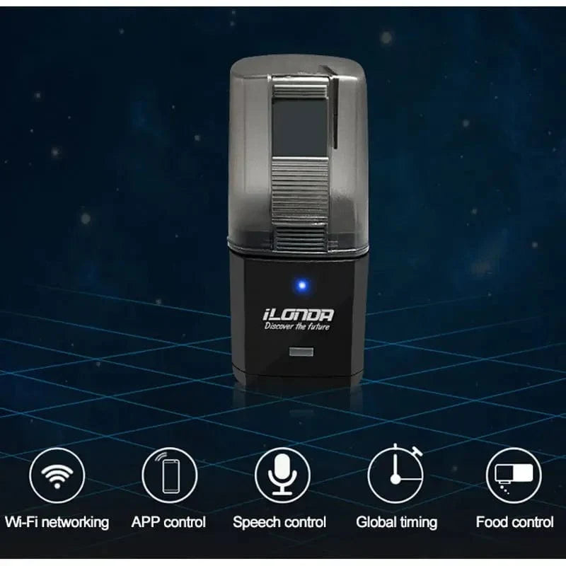 Automatischer Aquarium-Fischfutterautomat Timing/Wifi Wireless Smartphone App Intelligente Lautsprecher Sprachfernbedienung Fischfütterung | Karnz