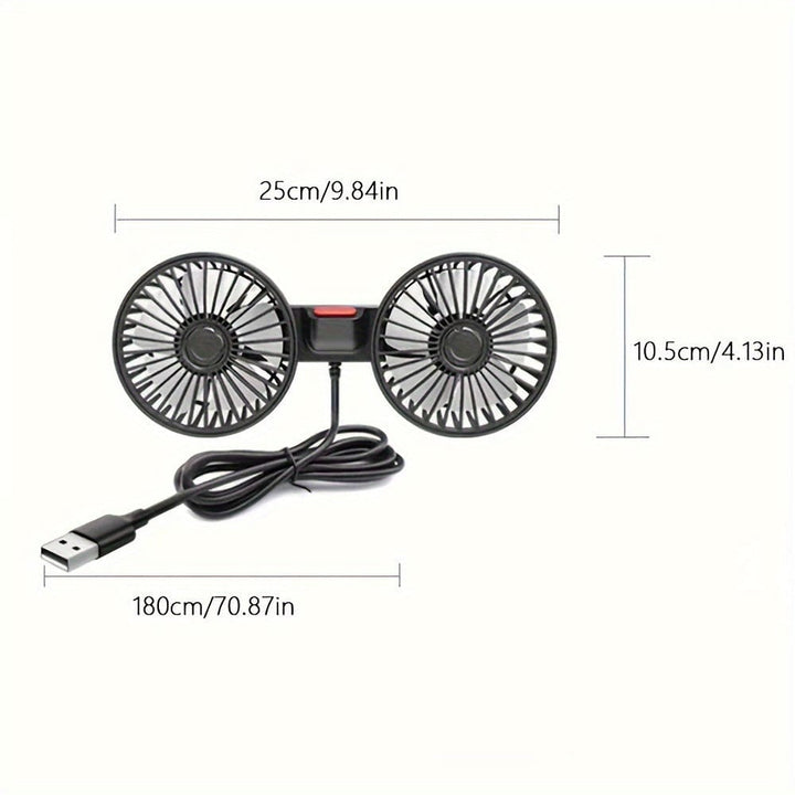 1 Stück Auto Lüfter, Auto Kleiner Klimaanlage, Doppelköpfiger Hecklüfter, Starker Wind, 360 Grad Drehung, Großes Luftvolumen, Subwoofer Betrieb, Basis Fixierclip Montagemethode, Geeignet Für Auto Zuhause | Karnz