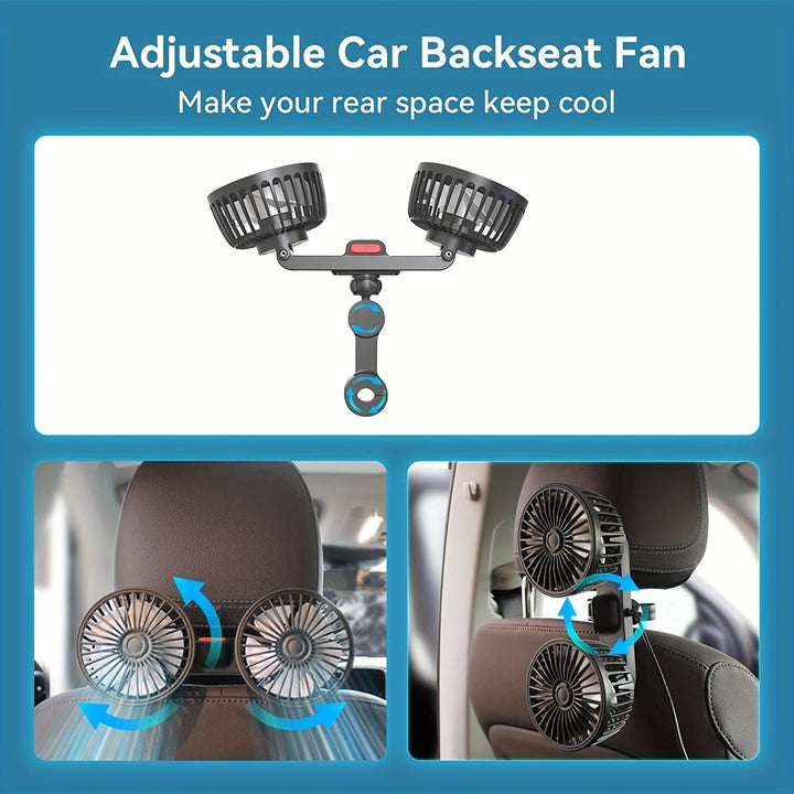 1 Stück Auto Lüfter, Auto Kleiner Klimaanlage, Doppelköpfiger Hecklüfter, Starker Wind, 360 Grad Drehung, Großes Luftvolumen, Subwoofer Betrieb, Basis Fixierclip Montagemethode, Geeignet Für Auto Zuhause | Karnz