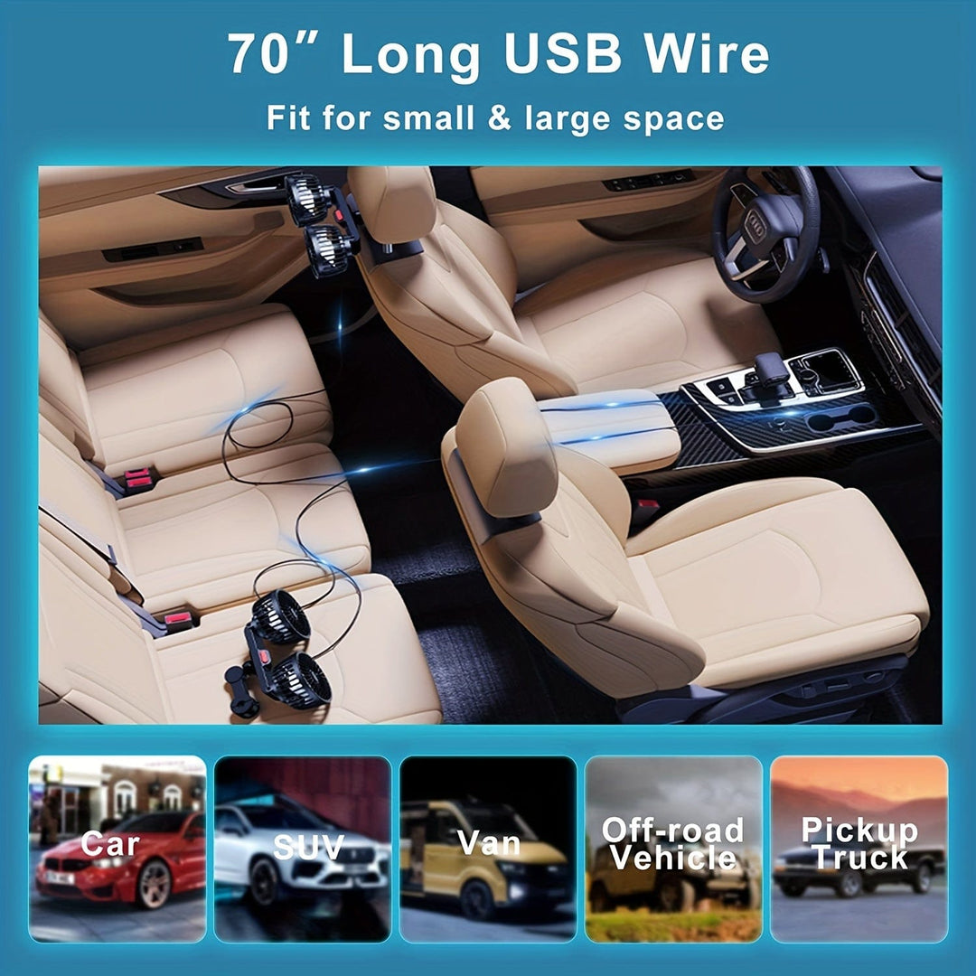 1 Stück Auto Lüfter, Auto Kleiner Klimaanlage, Doppelköpfiger Hecklüfter, Starker Wind, 360 Grad Drehung, Großes Luftvolumen, Subwoofer Betrieb, Basis Fixierclip Montagemethode, Geeignet Für Auto Zuhause | Karnz