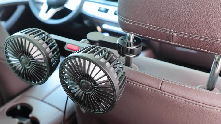 1 Stück Auto Lüfter, Auto Kleiner Klimaanlage, Doppelköpfiger Hecklüfter, Starker Wind, 360 Grad Drehung, Großes Luftvolumen, Subwoofer Betrieb, Basis Fixierclip Montagemethode, Geeignet Für Auto Zuhause | Karnz