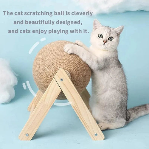 Kat Kratzbaum Ball Spielzeug Sisal und Holz Stabiler Dreieck Katzen Innen Stuff Robustes Kratzen Cool Kratzen auf Stand Drehen | Karnz