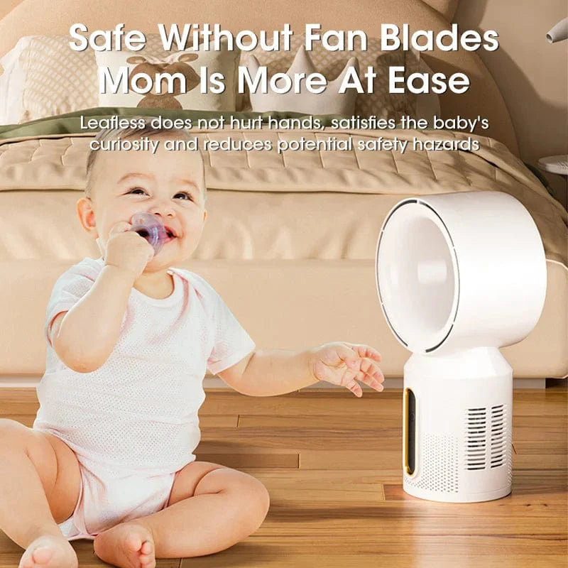 Desktop klingenloser elektrischer Ventilator Tischventilator 5 Geschwindigkeits Turmventilator für Baby Kühler Klimaanlage USB wiederaufladbarer Kühler Ventilator | Karnz