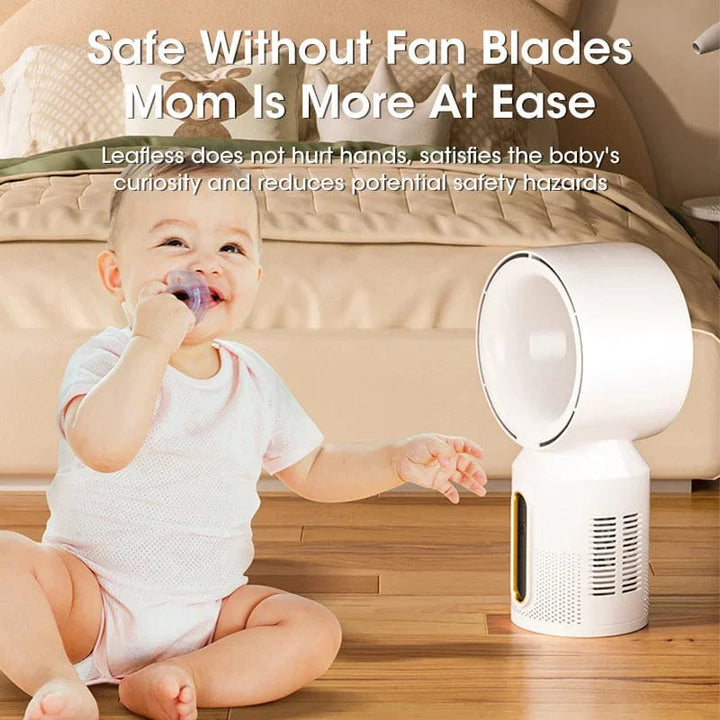 Desktop klingenloser elektrischer Ventilator Tischventilator 5 Geschwindigkeits Turmventilator für Baby Kühler Klimaanlage USB wiederaufladbarer Kühler Ventilator | Karnz