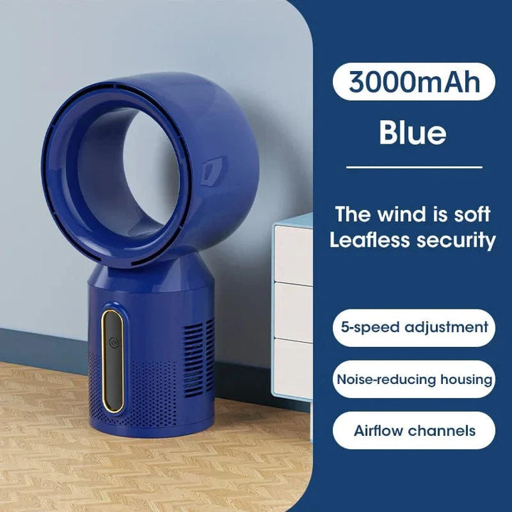 Desktop klingenloser elektrischer Ventilator Tischventilator 5 Geschwindigkeits Turmventilator für Baby Kühler Klimaanlage USB wiederaufladbarer Kühler Ventilator | Karnz