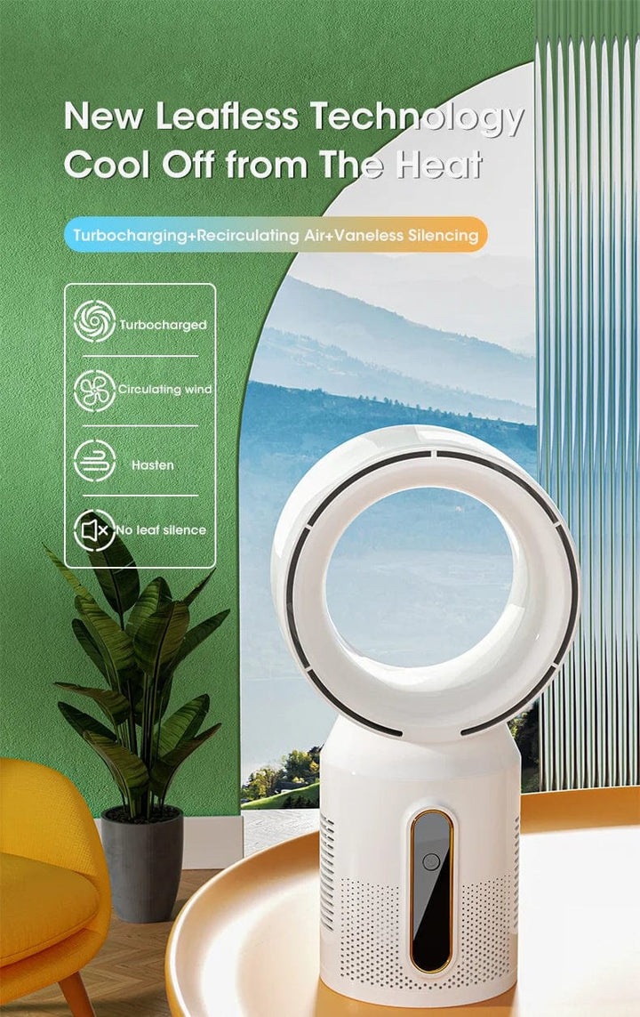 Desktop klingenloser elektrischer Ventilator Tischventilator 5 Geschwindigkeits Turmventilator für Baby Kühler Klimaanlage USB wiederaufladbarer Kühler Ventilator | Karnz