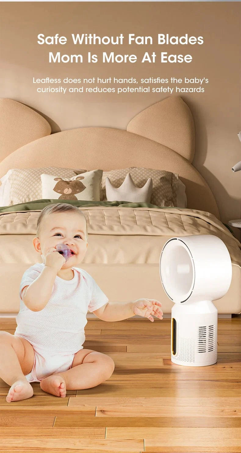 Desktop klingenloser elektrischer Ventilator Tischventilator 5 Geschwindigkeits Turmventilator für Baby Kühler Klimaanlage USB wiederaufladbarer Kühler Ventilator | Karnz