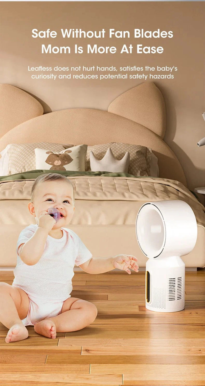 Desktop klingenloser elektrischer Ventilator Tischventilator 5 Geschwindigkeits Turmventilator für Baby Kühler Klimaanlage USB wiederaufladbarer Kühler Ventilator | Karnz