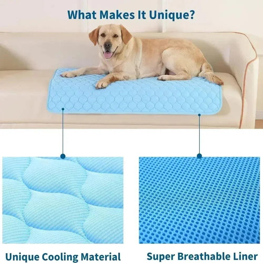 Hundekühlmatte Eis-Seidenstoff Selbstkühlendes Gel Atmungsaktive Waschbare Sommer Haustiermatte für Hunde Katzen Sofa Hundehütte Bett Bequem La | Karnz