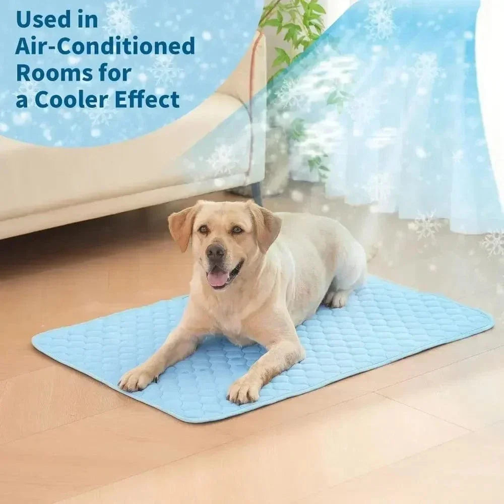 Hundekühlmatte Eis-Seidenstoff Selbstkühlendes Gel Atmungsaktive Waschbare Sommer Haustiermatte für Hunde Katzen Sofa Hundehütte Bett Bequem La | Karnz
