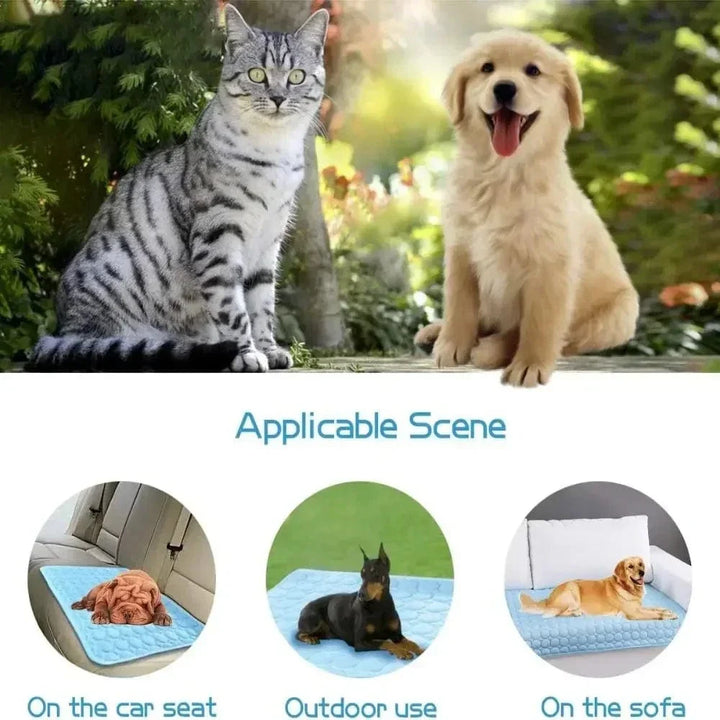 Hundekühlmatte Eis-Seidenstoff Selbstkühlendes Gel Atmungsaktive Waschbare Sommer Haustiermatte für Hunde Katzen Sofa Hundehütte Bett Bequem La | Karnz