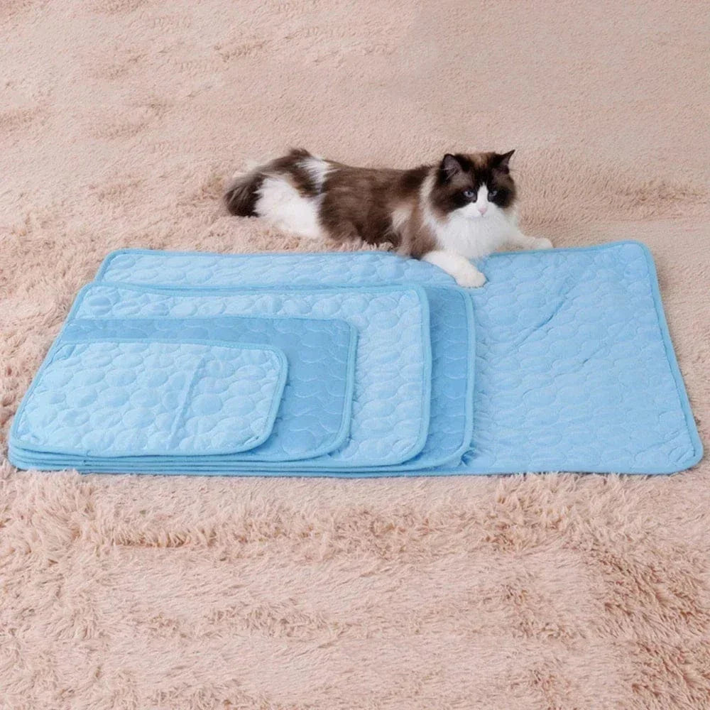 Hundekühlmatte Eis-Seidenstoff Selbstkühlendes Gel Atmungsaktive Waschbare Sommer Haustiermatte für Hunde Katzen Sofa Hundehütte Bett Bequem La | Karnz