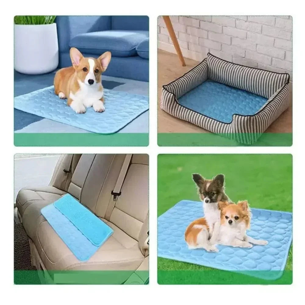 Hundekühlmatte Eis-Seidenstoff Selbstkühlendes Gel Atmungsaktive Waschbare Sommer Haustiermatte für Hunde Katzen Sofa Hundehütte Bett Bequem La | Karnz