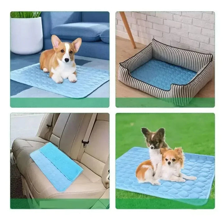 Hundekühlmatte Eis-Seidenstoff Selbstkühlendes Gel Atmungsaktive Waschbare Sommer Haustiermatte für Hunde Katzen Sofa Hundehütte Bett Bequem La | Karnz