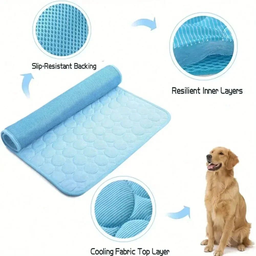 Hundekühlmatte Eis-Seidenstoff Selbstkühlendes Gel Atmungsaktive Waschbare Sommer Haustiermatte für Hunde Katzen Sofa Hundehütte Bett Bequem La | Karnz