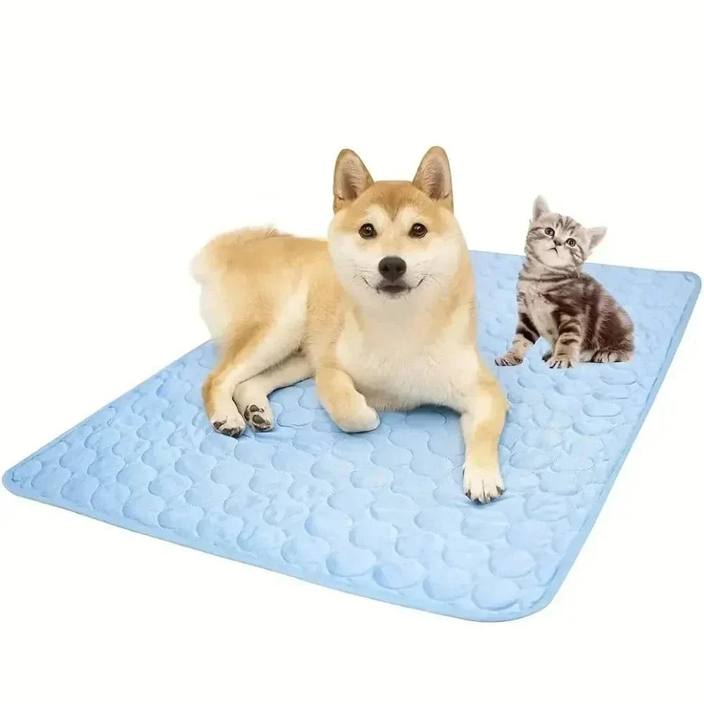 Hundekühlmatte Eis-Seidenstoff Selbstkühlendes Gel Atmungsaktive Waschbare Sommer Haustiermatte für Hunde Katzen Sofa Hundehütte Bett Bequem La | Karnz