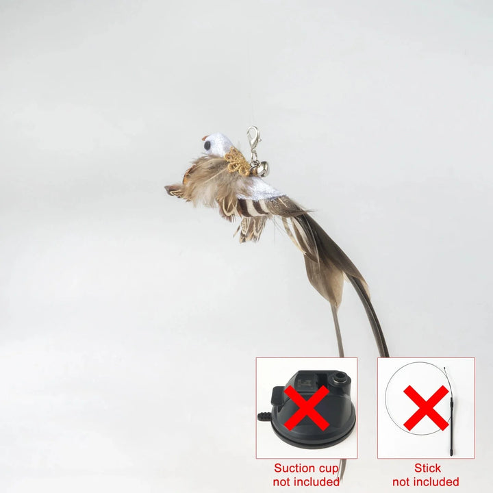Handfree Bird/Feder Katzenangel mit Glocke Mächtiger Saugnapf Interaktive Spielzeuge für Katzen Kätzchen Jagd Bewegung Haustierprodukte | Karnz
