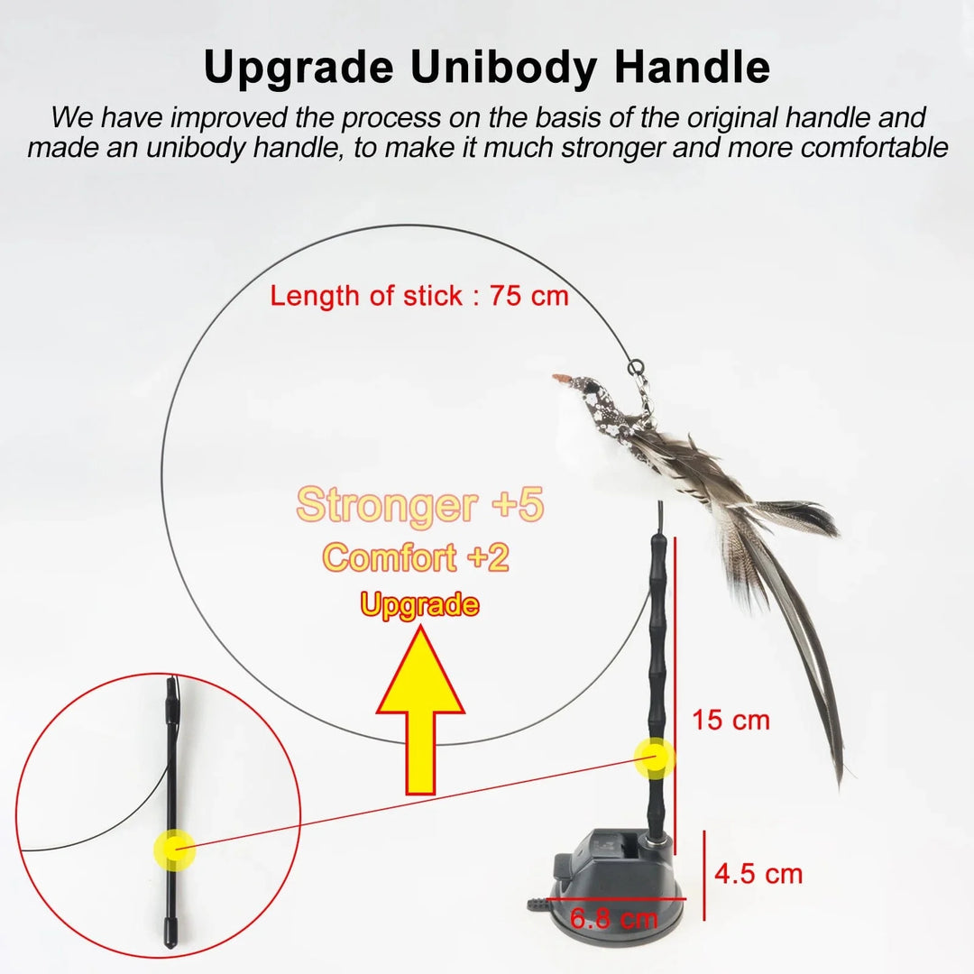 Handfree Bird/Feder Katzenangel mit Glocke Mächtiger Saugnapf Interaktive Spielzeuge für Katzen Kätzchen Jagd Bewegung Haustierprodukte | Karnz