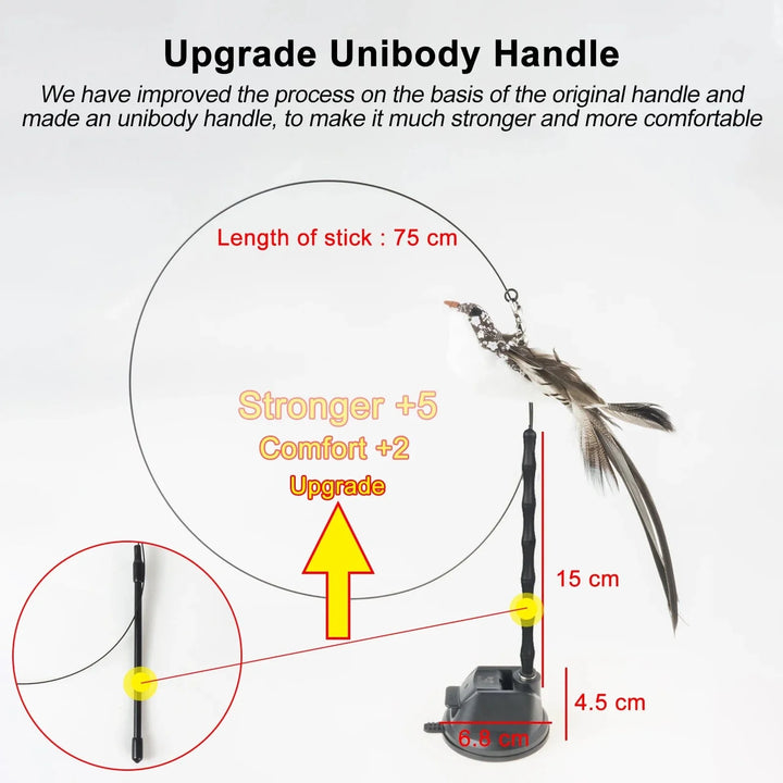 Handfree Bird/Feder Katzenangel mit Glocke Mächtiger Saugnapf Interaktive Spielzeuge für Katzen Kätzchen Jagd Bewegung Haustierprodukte | Karnz