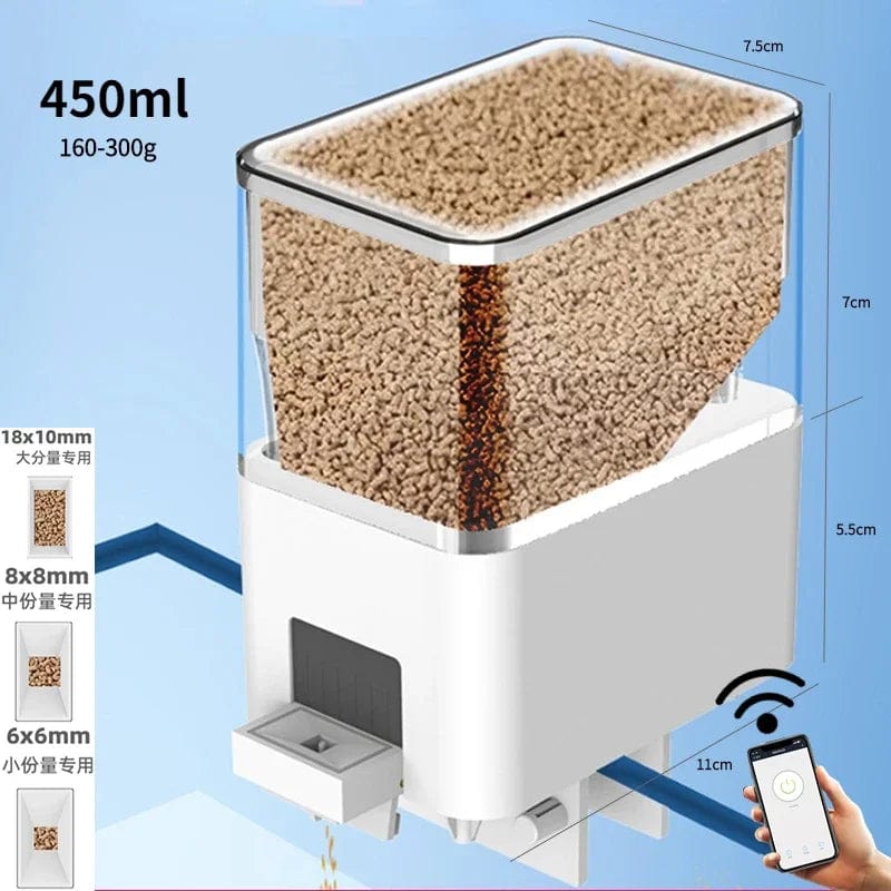 Automatischer Aquarium-Fischfutterautomat Timing/Wifi Wireless Smartphone App Intelligente Lautsprecher Sprachfernbedienung Fischfütterung | Karnz