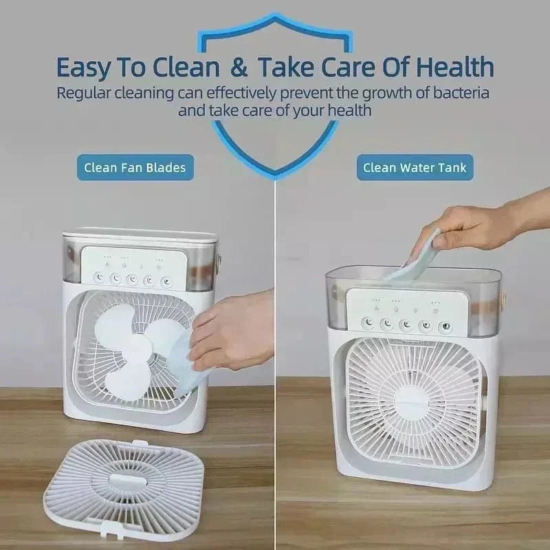 Neuer 3 In 1 Ventilator Klimaanlage Haushalts Mini Luftkühler LED Nachtlicht Tragbarer Luftbefeuchter Luftregelungsventilator Büro Zuhause Ventilator | Karnz