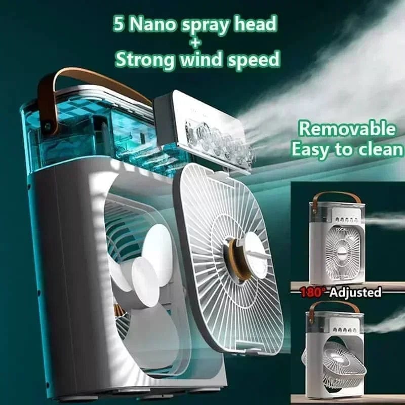 Neuer 3 In 1 Ventilator Klimaanlage Haushalts Mini Luftkühler LED Nachtlicht Tragbarer Luftbefeuchter Luftregelungsventilator Büro Zuhause Ventilator | Karnz