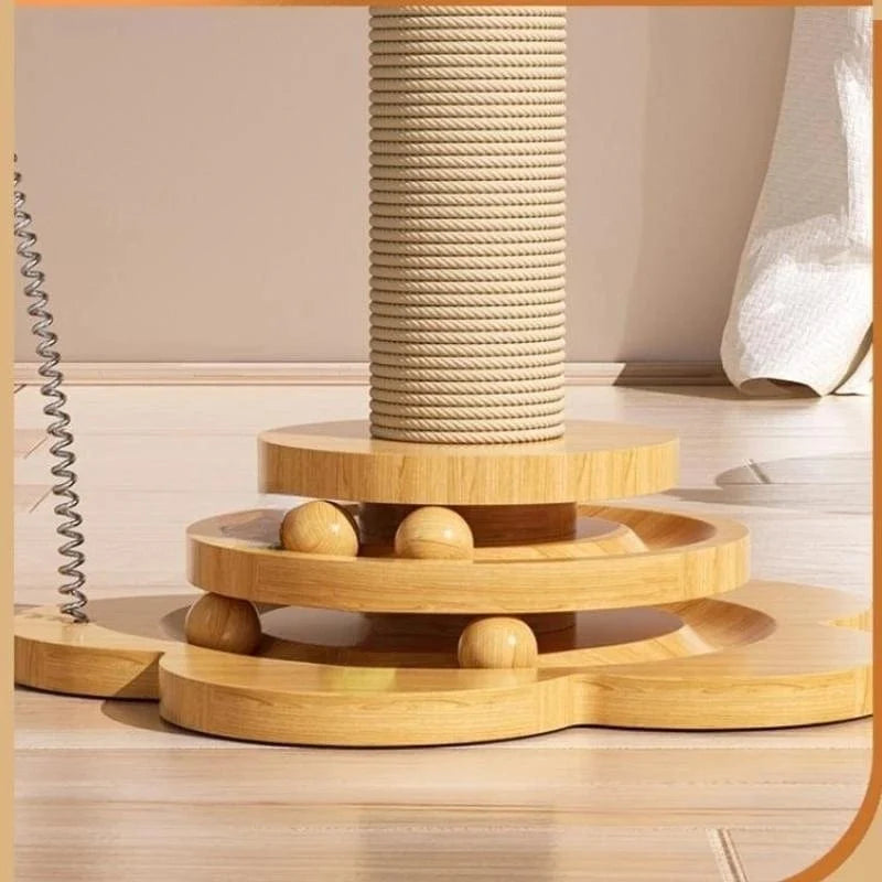 Haustier Katzenspielzeug Massivholz Katzen-Drehteller Lustiger Katzenstock Bälle Langlebige Sisal-Kratzbrett Katzenbedarf Katzen-Schnapp-Säule | Karnz