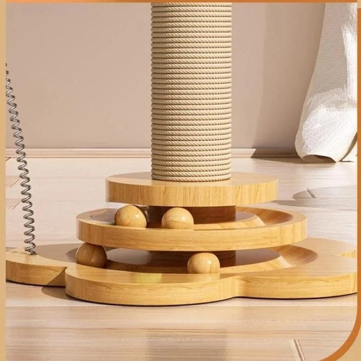 Haustier Katzenspielzeug Massivholz Katzen-Drehteller Lustiger Katzenstock Bälle Langlebige Sisal-Kratzbrett Katzenbedarf Katzen-Schnapp-Säule | Karnz