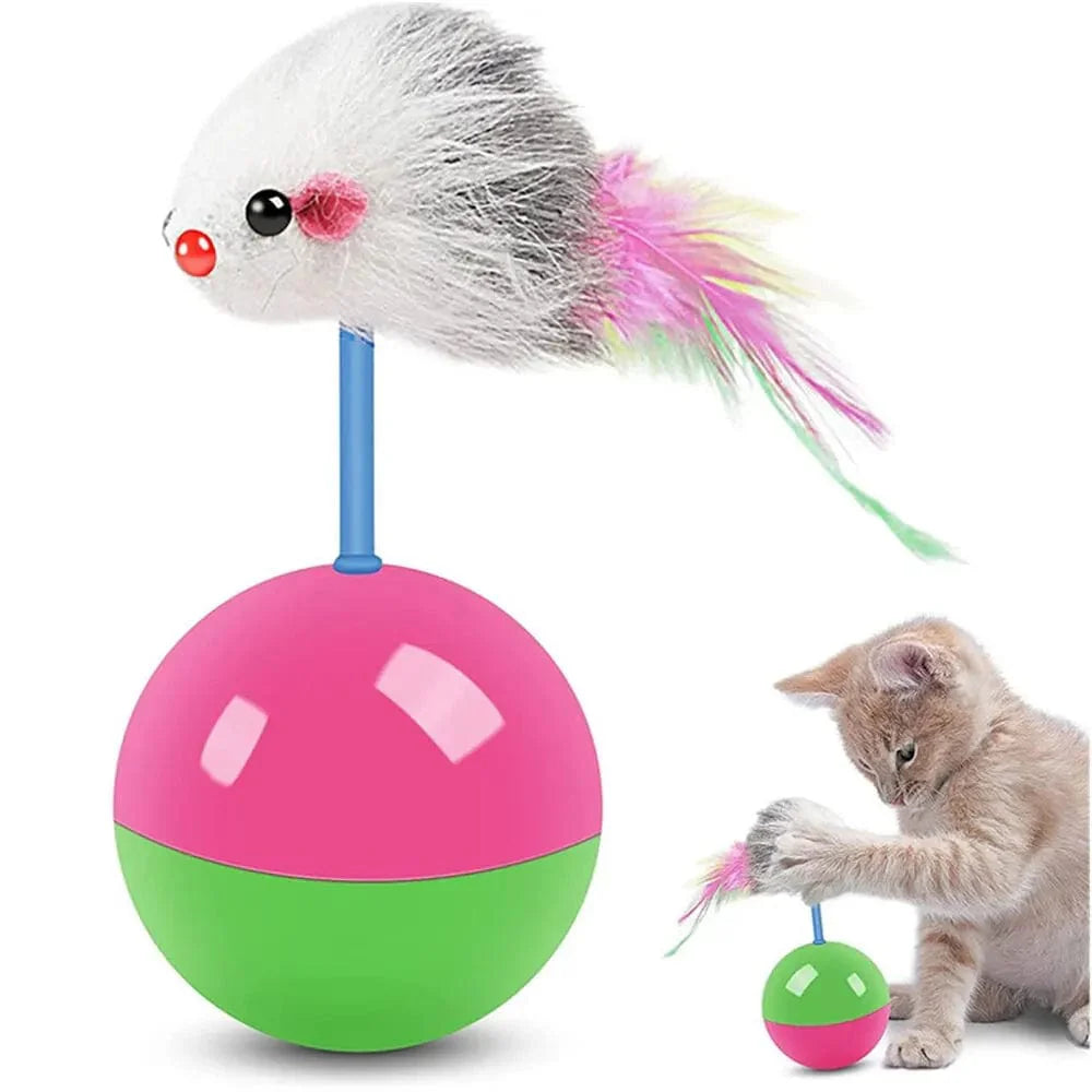 Haustier Katzenspielzeug Haltbar Bunte Feder Mimi Lieblingsfell Maus Tumbler Kätzchen Katzenspielzeug Spielbälle für Fangkatzen Zubehör 2PCS | Karnz