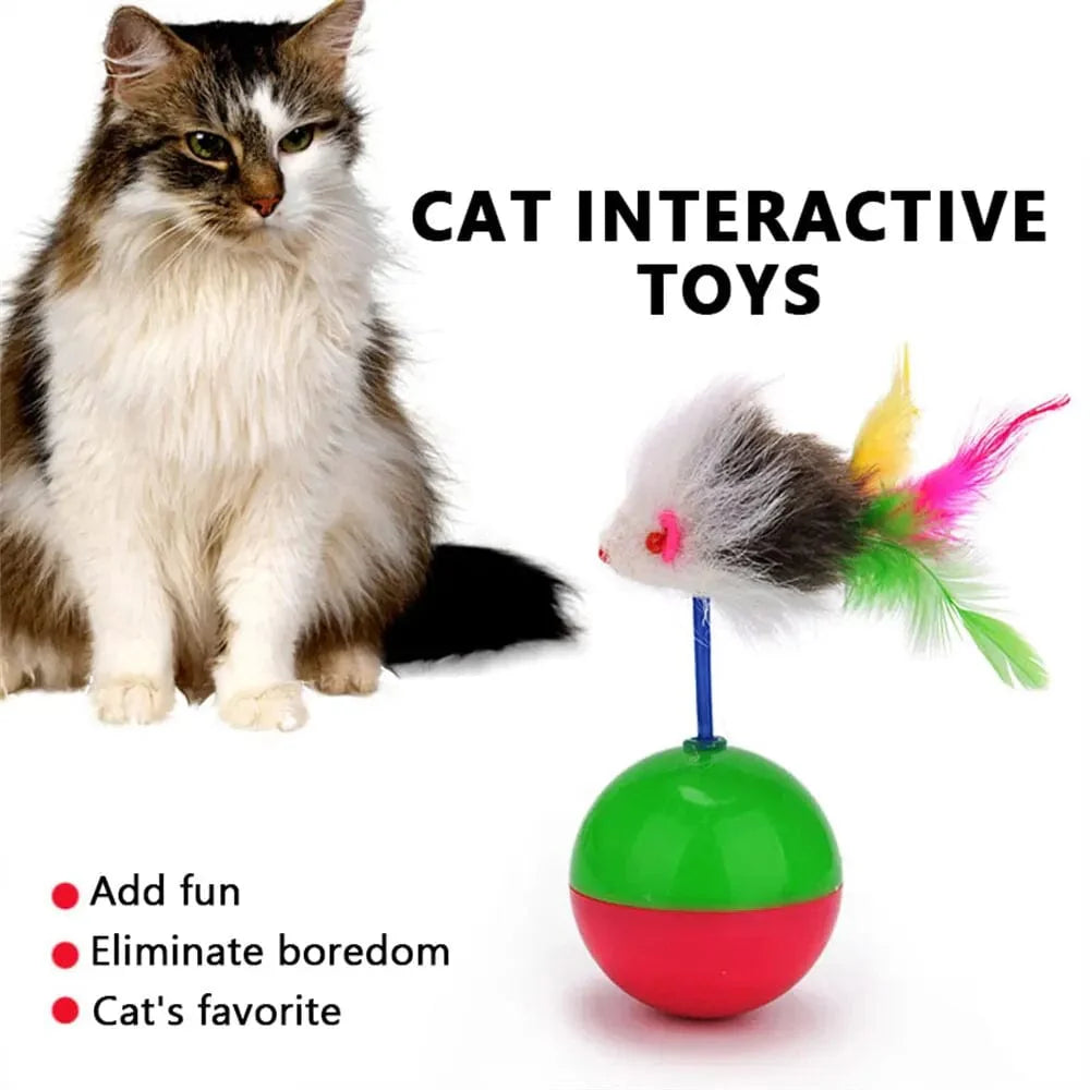 Haustier Katzenspielzeug Haltbar Bunte Feder Mimi Lieblingsfell Maus Tumbler Kätzchen Katzenspielzeug Spielbälle für Fangkatzen Zubehör 2PCS | Karnz