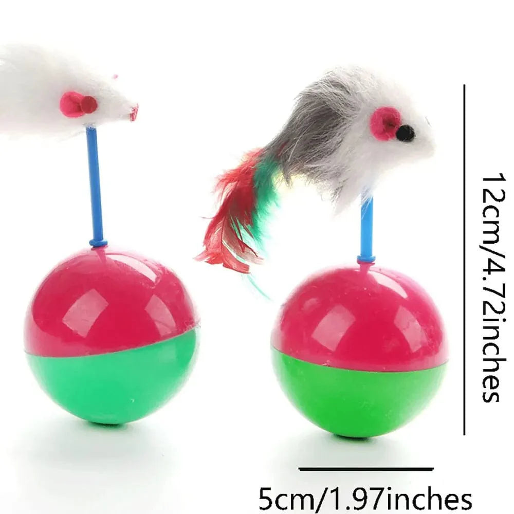 Haustier Katzenspielzeug Haltbar Bunte Feder Mimi Lieblingsfell Maus Tumbler Kätzchen Katzenspielzeug Spielbälle für Fangkatzen Zubehör 2PCS | Karnz