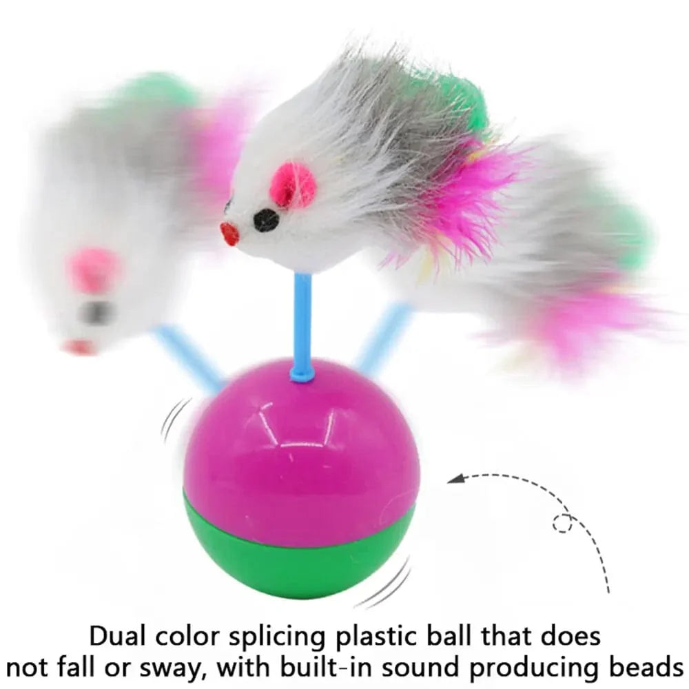 Haustier Katzenspielzeug Haltbar Bunte Feder Mimi Lieblingsfell Maus Tumbler Kätzchen Katzenspielzeug Spielbälle für Fangkatzen Zubehör 2PCS | Karnz