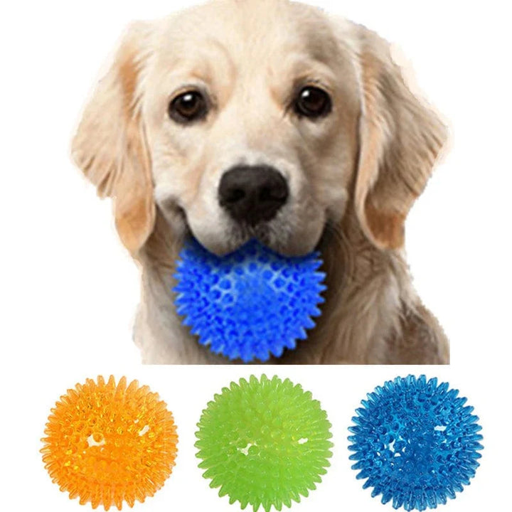 Haustier Hundespielzeug Katze Welpe Geräuschspielzeug Polka Quietschespielzeug Zahnbürstenball TPR Training Haustier Zähne Kauspielzeug Dornbälle Zubehör | Karnz