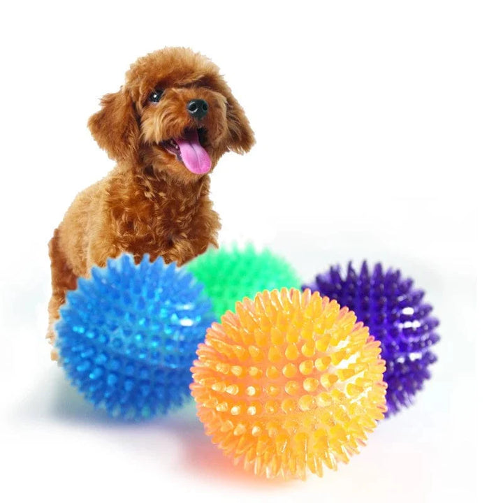 Haustier Hundespielzeug Katze Welpe Geräuschspielzeug Polka Quietschespielzeug Zahnbürstenball TPR Training Haustier Zähne Kauspielzeug Dornbälle Zubehör | Karnz