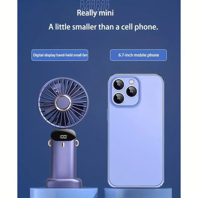 Tragbarer Mini-USB-Ventilator mit LED-Display 5 Geschwindigkeiten 21 Stunden Akkulaufzeit Leiser Betrieb Ideal für Sommerreisen und Haushaltsgebrauch | Karnz