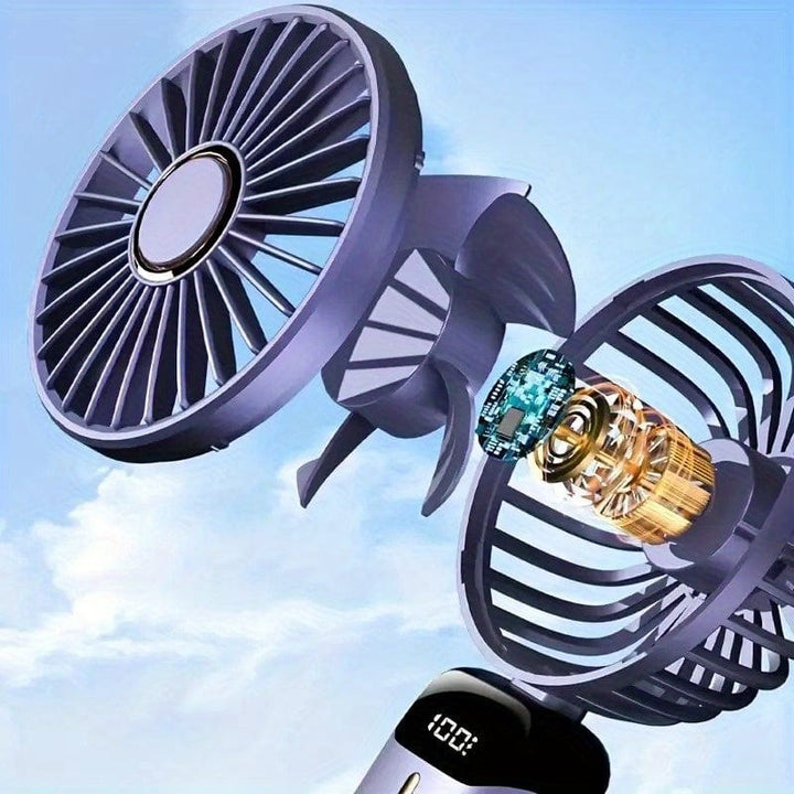 Tragbarer Mini-USB-Ventilator mit LED-Display 5 Geschwindigkeiten 21 Stunden Akkulaufzeit Leiser Betrieb Ideal für Sommerreisen und Haushaltsgebrauch | Karnz
