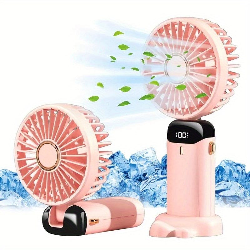 Tragbarer Mini-USB-Ventilator mit LED-Display 5 Geschwindigkeiten 21 Stunden Akkulaufzeit Leiser Betrieb Ideal für Sommerreisen und Haushaltsgebrauch | Karnz