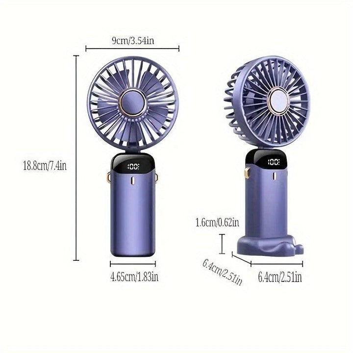 Tragbarer Mini-USB-Ventilator mit LED-Display 5 Geschwindigkeiten 21 Stunden Akkulaufzeit Leiser Betrieb Ideal für Sommerreisen und Haushaltsgebrauch | Karnz