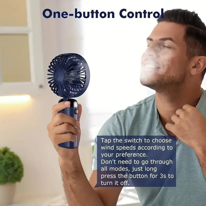 Tragbarer Mini-USB-Ventilator mit LED-Display 5 Geschwindigkeiten 21 Stunden Akkulaufzeit Leiser Betrieb Ideal für Sommerreisen und Haushaltsgebrauch | Karnz