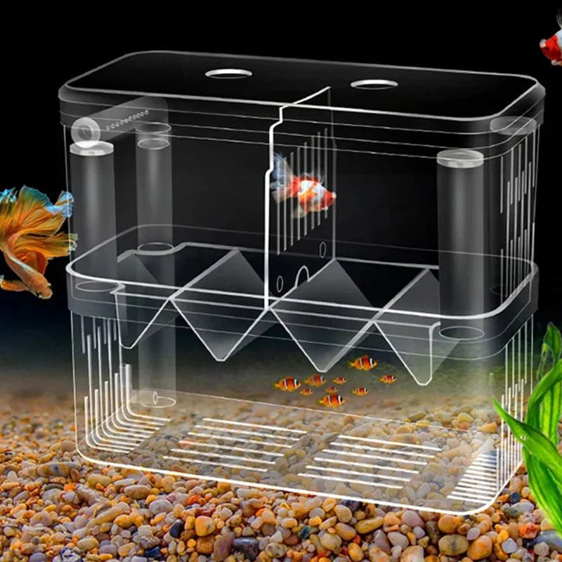 S/L/XL Aquarium-Acryl-Doppel-Deck-Klar-Fisch-Zucht-Isolationsbox Aquarium-Züchter Fisch-Brutkasten-Trenner Garnelen Fisch-Verletzt | Karnz