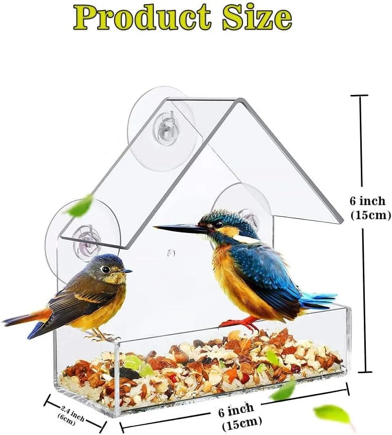 Acrylklarer Glasfenster Vögel hängender Futterspender Vogelhaus Nahrung Fütterung Haus Tisch Saat Erdnuss Saugnapf | Karnz
