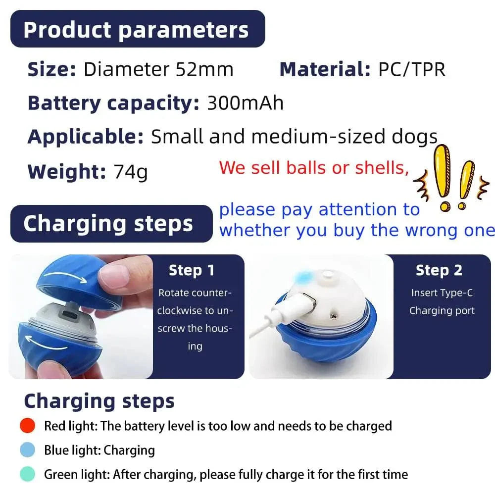 Smart Dog Toy Ball Elektronisches Interaktives Haustier Spielzeug Bewegende Kugel USB Automatisch Bewegend Springend für Welpen Geburtstagsgeschenk Katze Produkt | Karnz