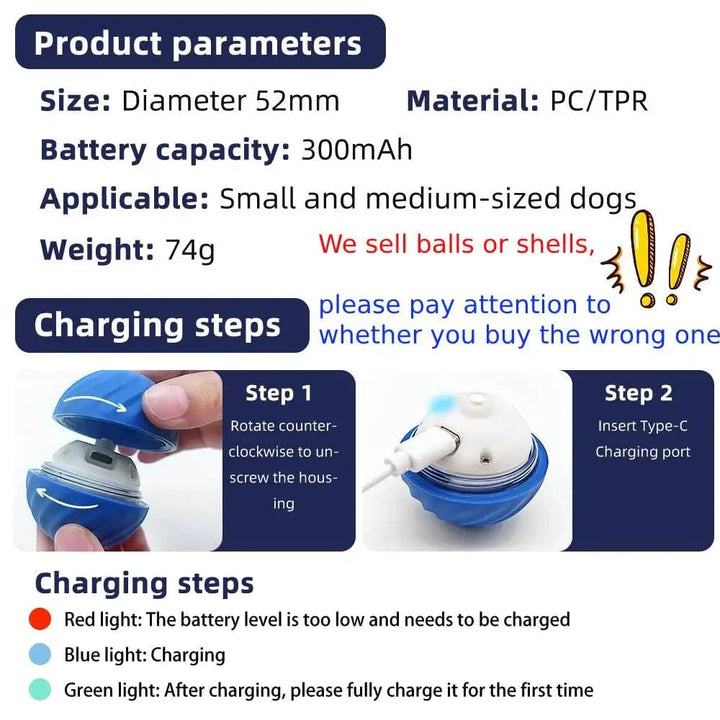 Smart Dog Toy Ball Elektronisches Interaktives Haustier Spielzeug Bewegende Kugel USB Automatisch Bewegend Springend für Welpen Geburtstagsgeschenk Katze Produkt | Karnz