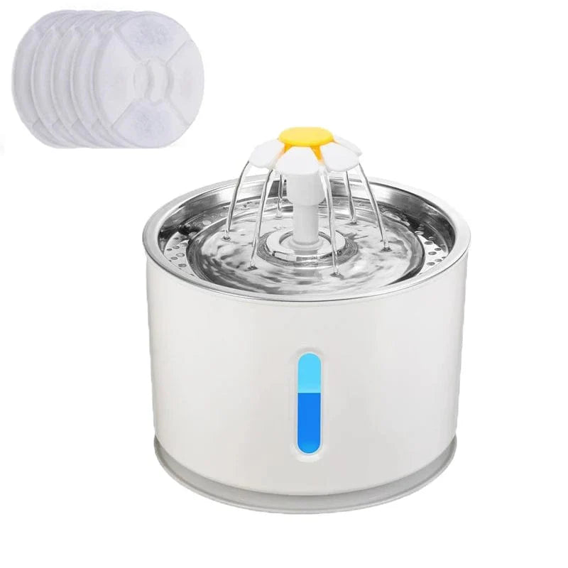 Automatische Haustier-Katzen-Wasserspender mit LED-Beleuchtung 5 Stück Filter 2,4L USB Hunde Katzen Leiser Trinker Futterspender Schüssel Trinkspender | Karnz