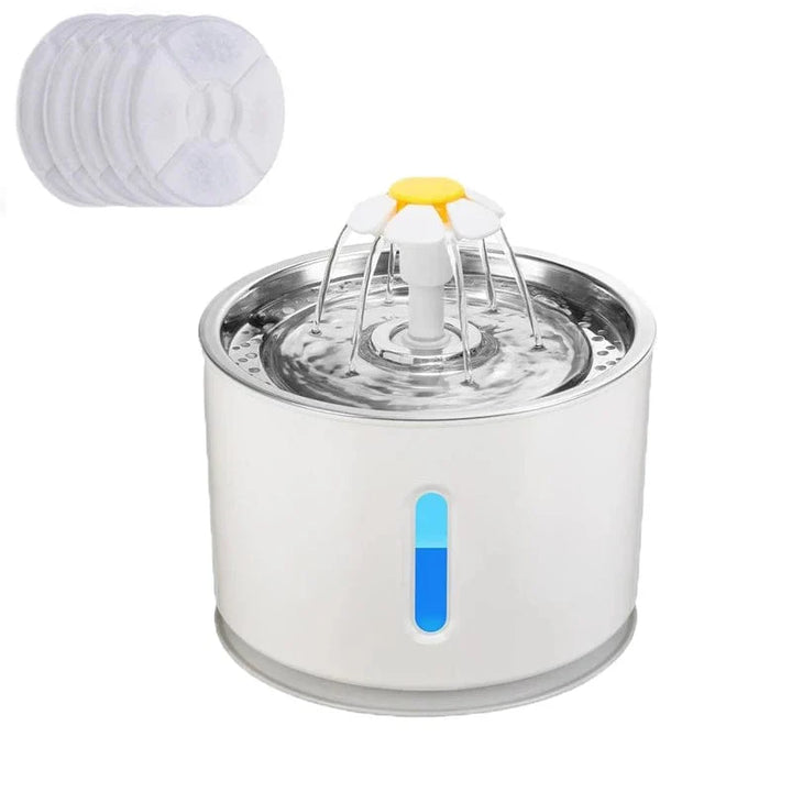 Automatische Haustier-Katzen-Wasserspender mit LED-Beleuchtung 5 Stück Filter 2,4L USB Hunde Katzen Leiser Trinker Futterspender Schüssel Trinkspender | Karnz