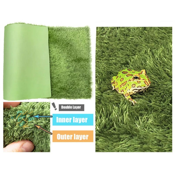 Verdickte doppelschichtige Reptilien Haustier Moos Teppich Polstermaterial Frosch Schildkröte Schlange Eidechse Matten befeuchtender Kunstrasen | Karnz