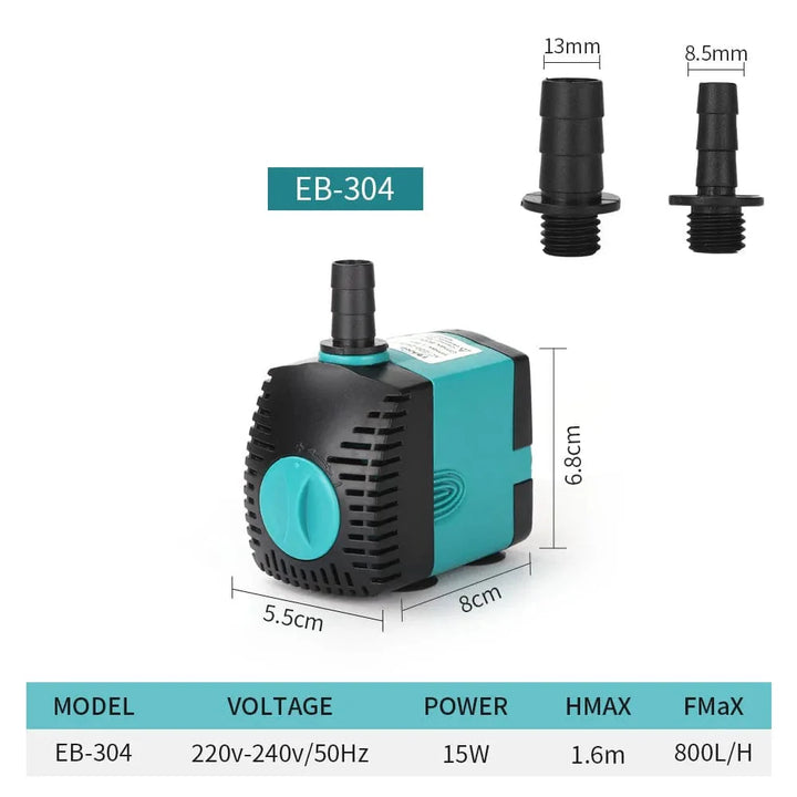 Ultra-Leise 3-60W Unterwasser-Wasserfontänenpumpe Filter Fischteich Aquarium Wasserpumpe Tank Fontaine EU US 220V-240V | Karnz